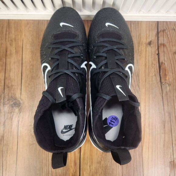 Nike Alpha Huarache NXT Men's 11.5 Black White Metal Baseball Cleats DJ6517-001 - Picture 6 of 9